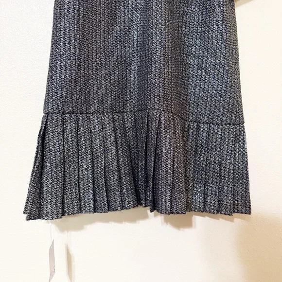 Self Portrait NEW Metallic Boucle Rhinestone Button Pleated Hem Mini Dress US 12 - Picture 14 of 14